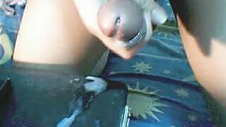 Experimental Tranny Cuddles her Big Sausage