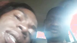 Amateur Black in Car
