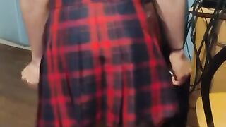 Small beauty in short red skirt shaking a-hole