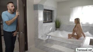 Sicko dude loves cramming the buttlock of friends TS girlfriend