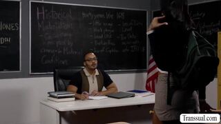 My student wants to pass so I fuck her big tight ass