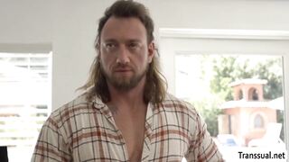 Drilling the ass of this slut TS using drildo