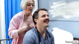 Caught my MILF patient riding nurse dick