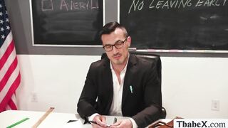 Detention supervisor fucks slut TS cheerleader